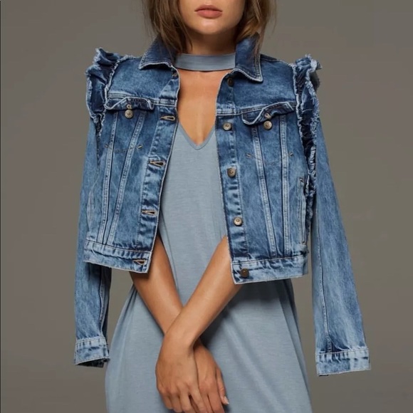 ruffled denim jacket